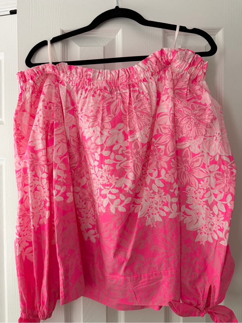 Lilly Pulitzer Pink & White Off-Shoulder Floral Top - Picture 4 of 4